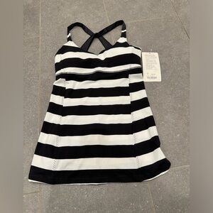 NWT lululemon Black and White Striped Practice Daily Tank
